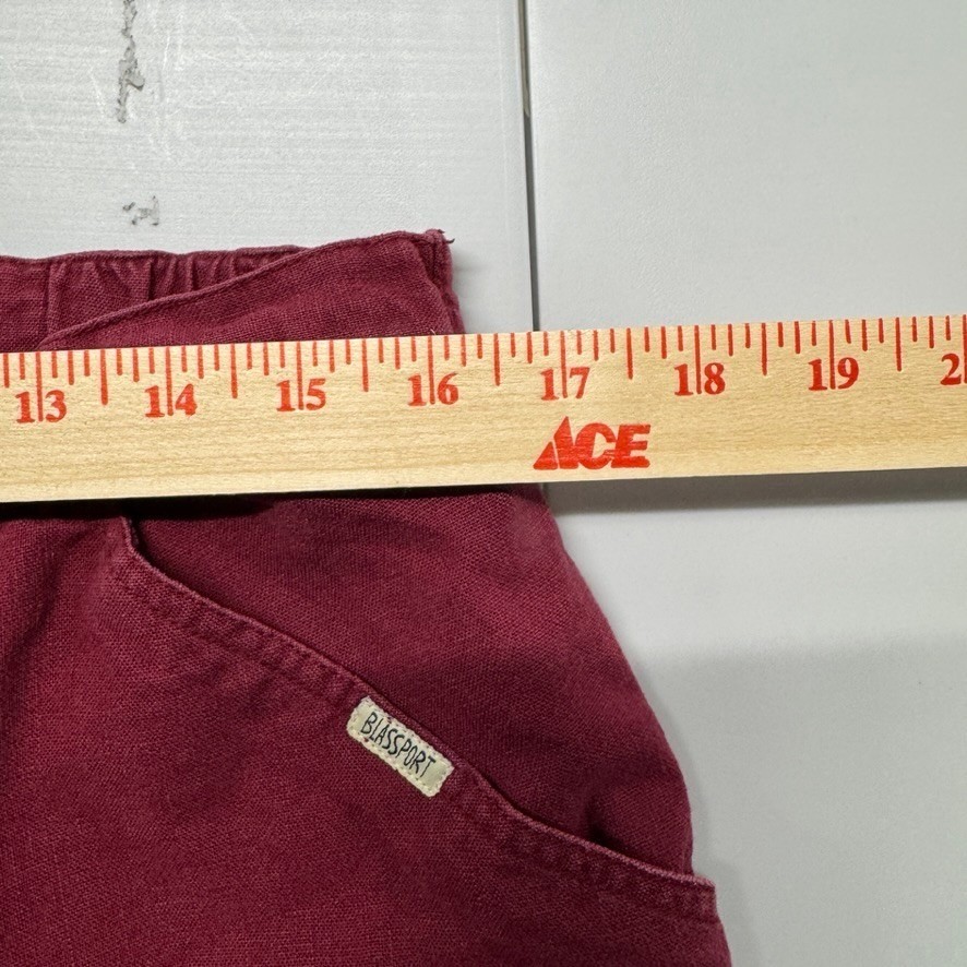 Blassport Vintage Burgundy Linen Cotton Blend Elastic Waist Shorts Womens 12