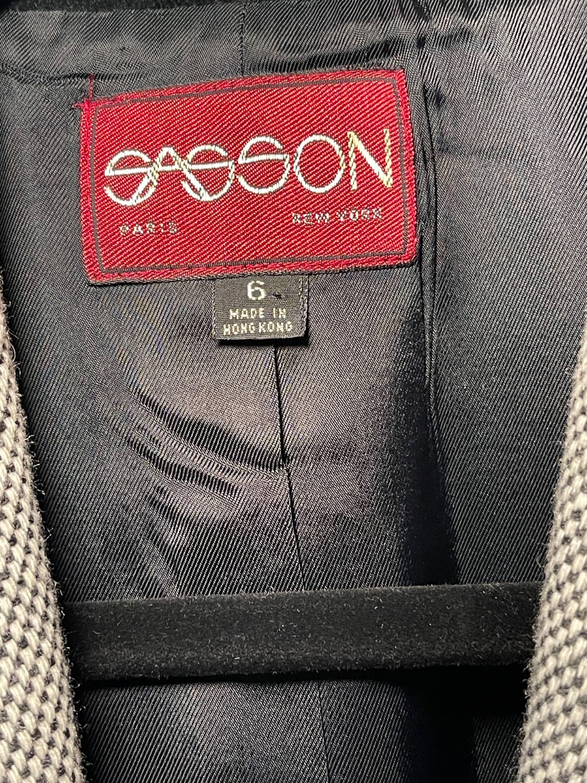 Vintage SASSON Checkered Wool Blend Blazer Jacket 80s / 90s Size 6
