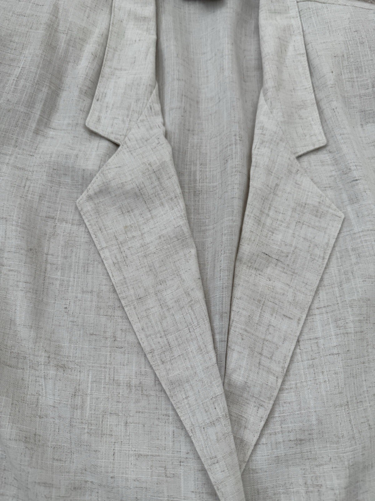 Vintage Sag Harbor Beige Neutral Tone Oatmeal Linen Blazer Size 12 Large **