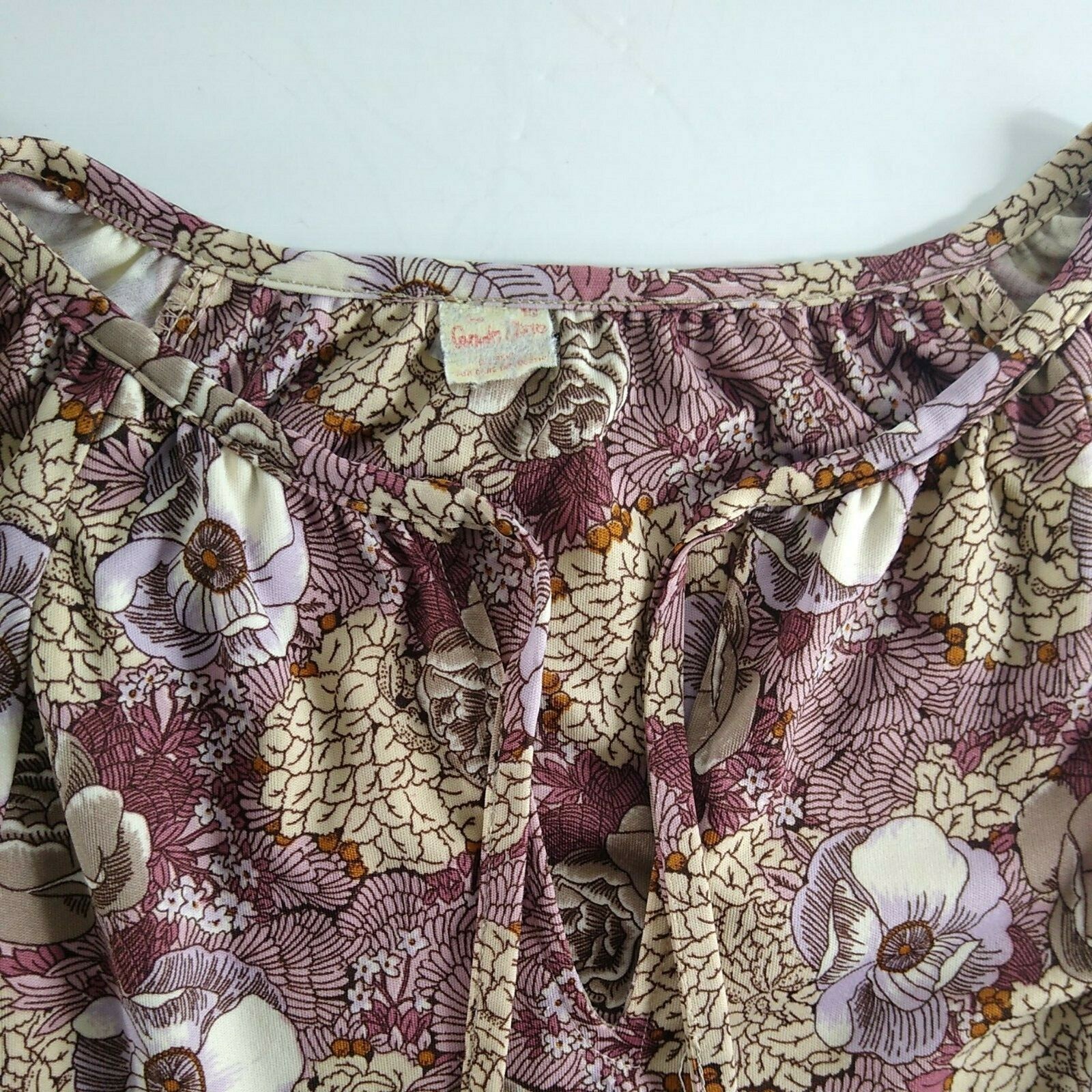 Womens Vintage Cottagecore Dress Floral Dolmen Sleeve Midi Elastic High Waist 13