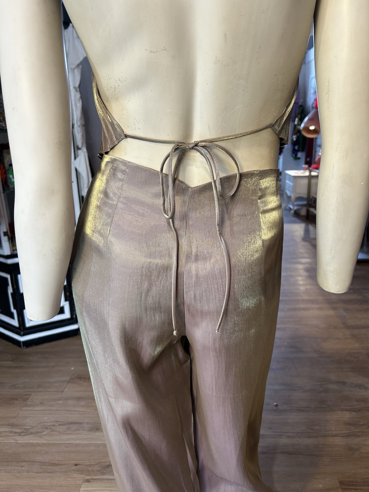 Vntg Rare 1970s Iridescent Fredrick’s of Hollywood 2pc Halter Top and Pant Set