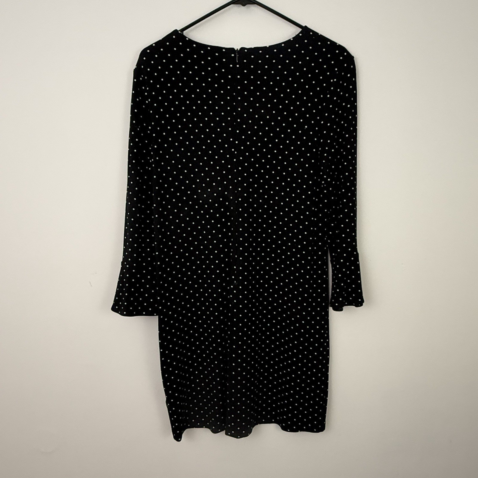 OLD NAVY Polka Dot Dress Medium Womens Black White Mini Preppy Stretch Knit