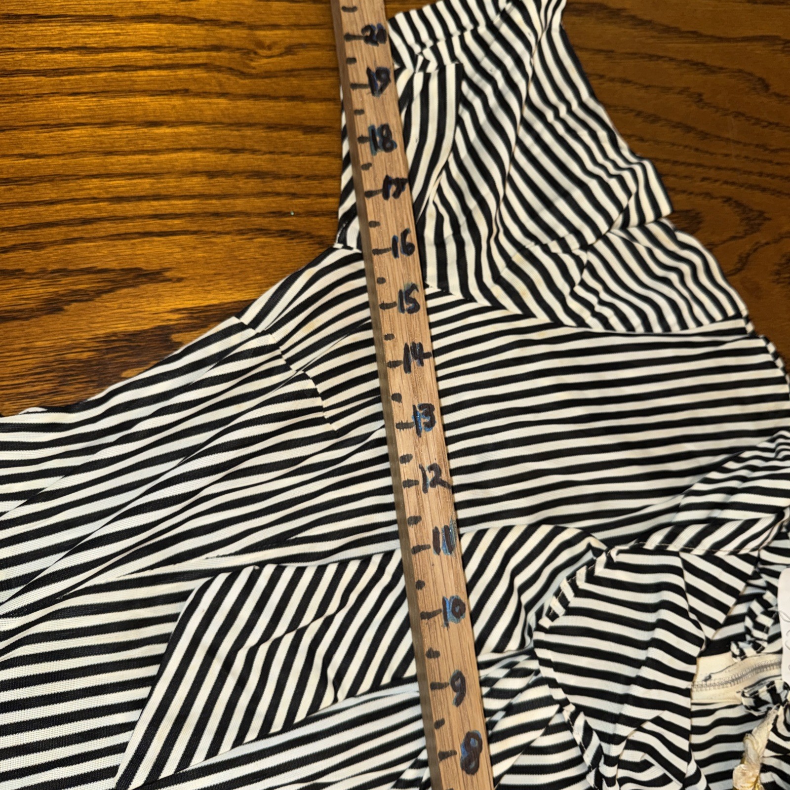 VTG 1970s Helen Scott Striped Midi Dress M/L Rockabilly Secretary Tie Neck