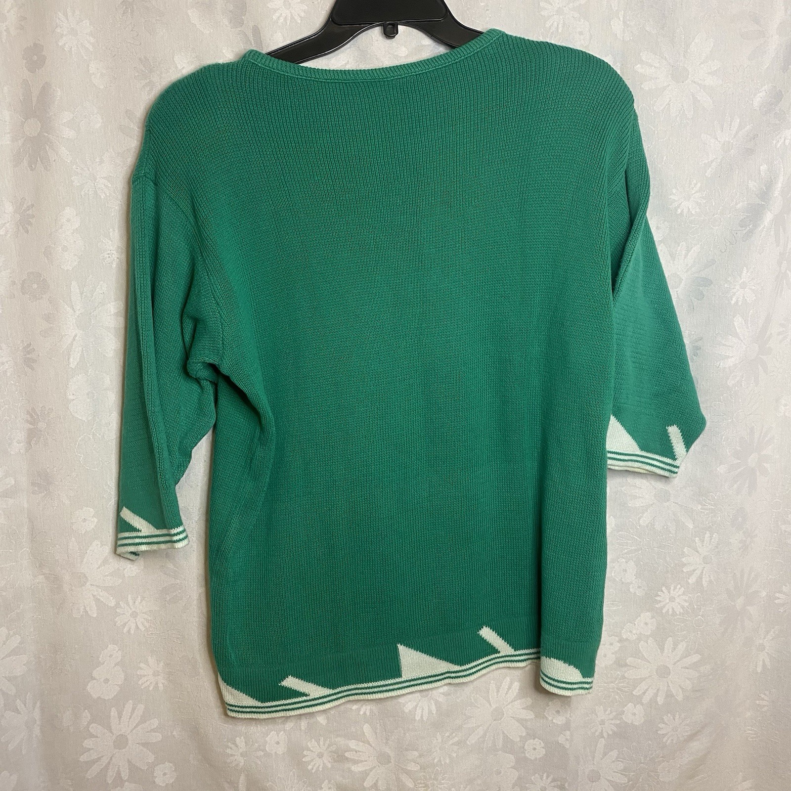 Vintage Aileen Cotton Knit Tunic Sweater Top Retro Midmod MCM Style Holiday Sz M