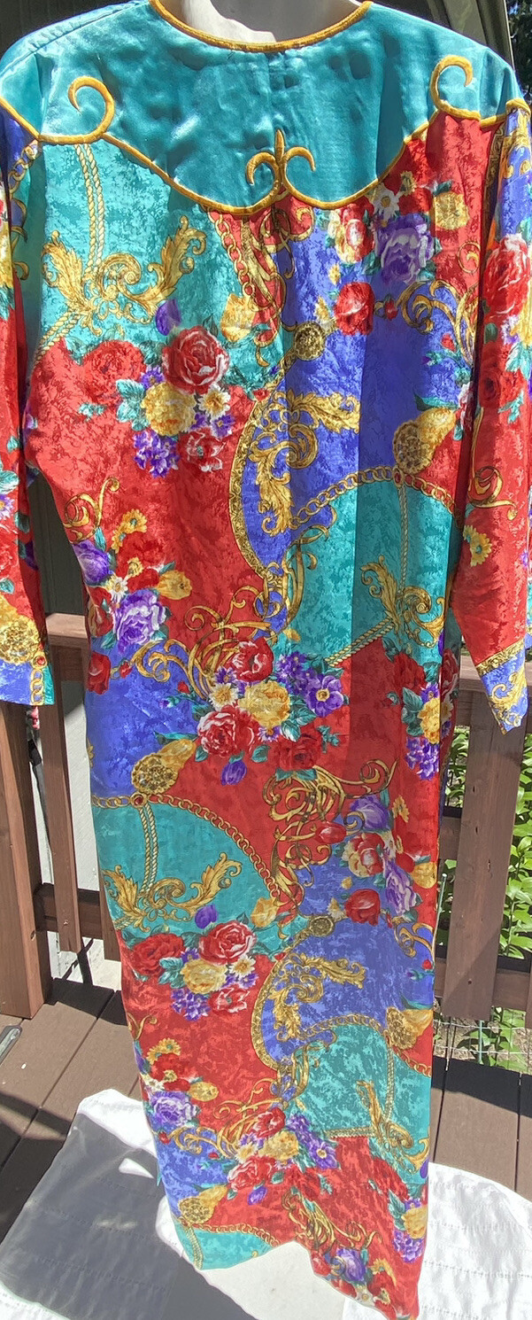 Georgette Trabolsi House Lounge Dress Gown Vtg 80s 90s Womens Small