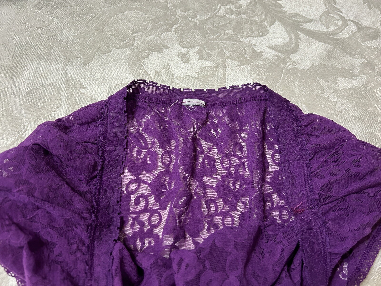 Vtg Unbranded 13J001X Beautiful Sheer Floral Stretch Lace 2X Plum Panties #60