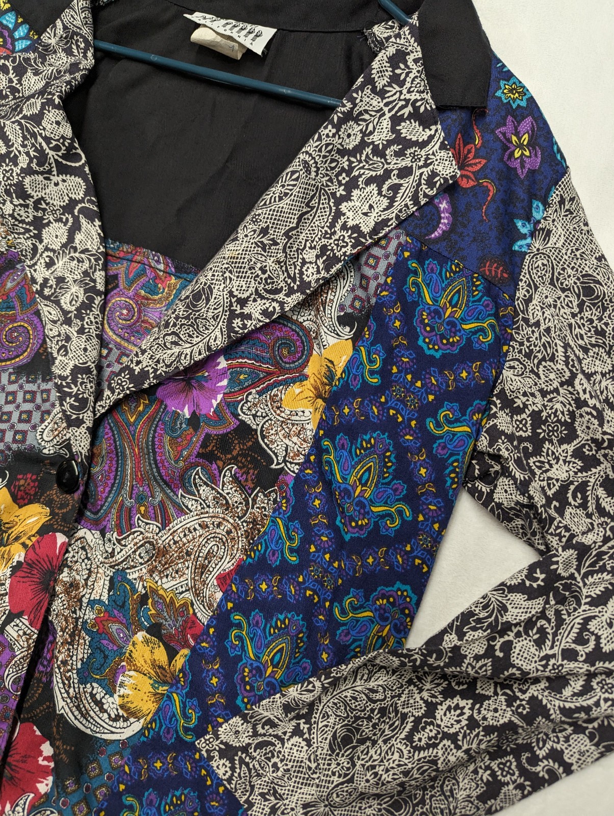 JRS ONLY! California Vintage Retro Floral Patchwork Single Button Blazer Large