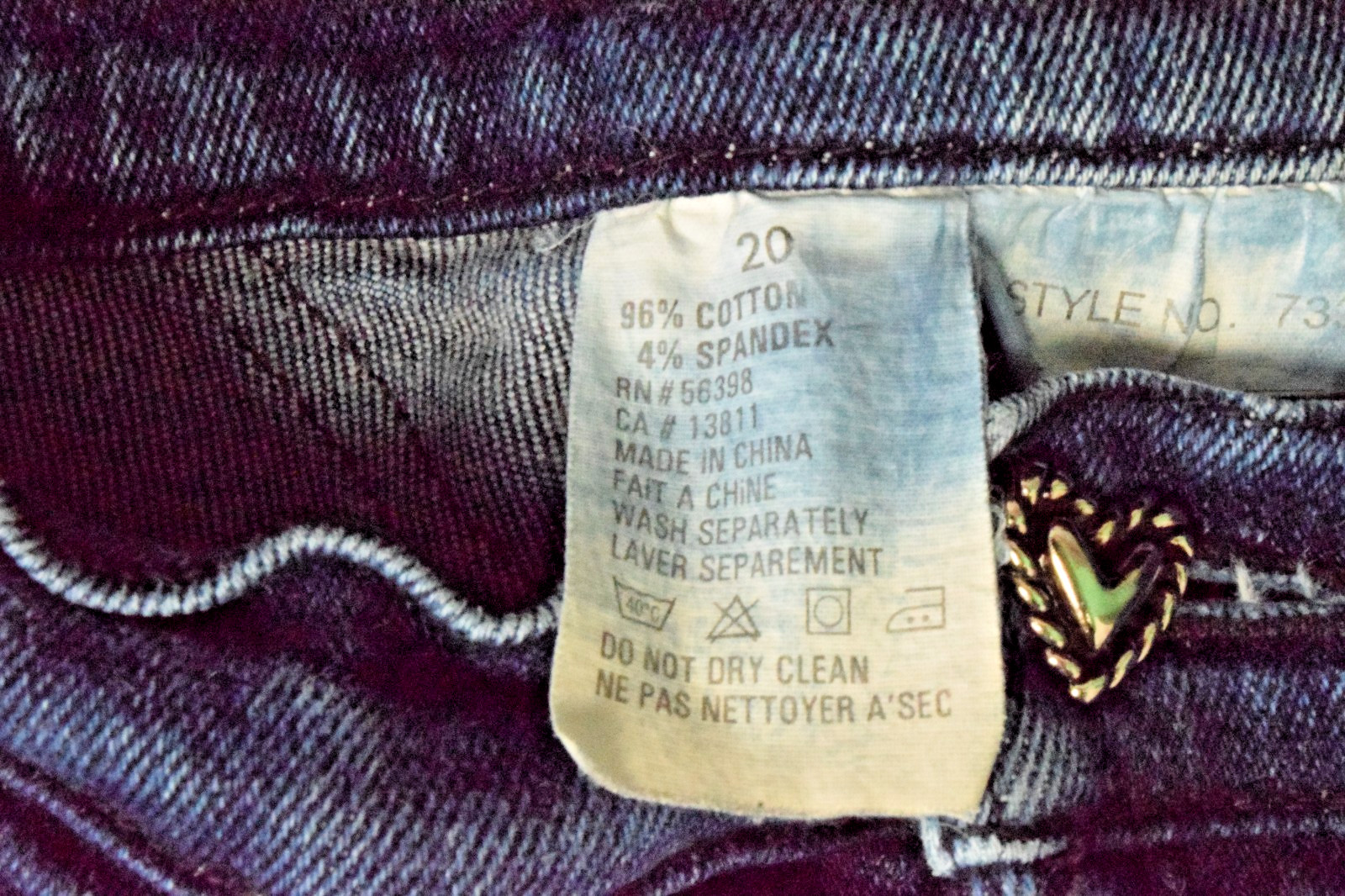 Vintage Jeans Western Ethics W32 L33 90s Blue Silver Heart Buttons High Waist