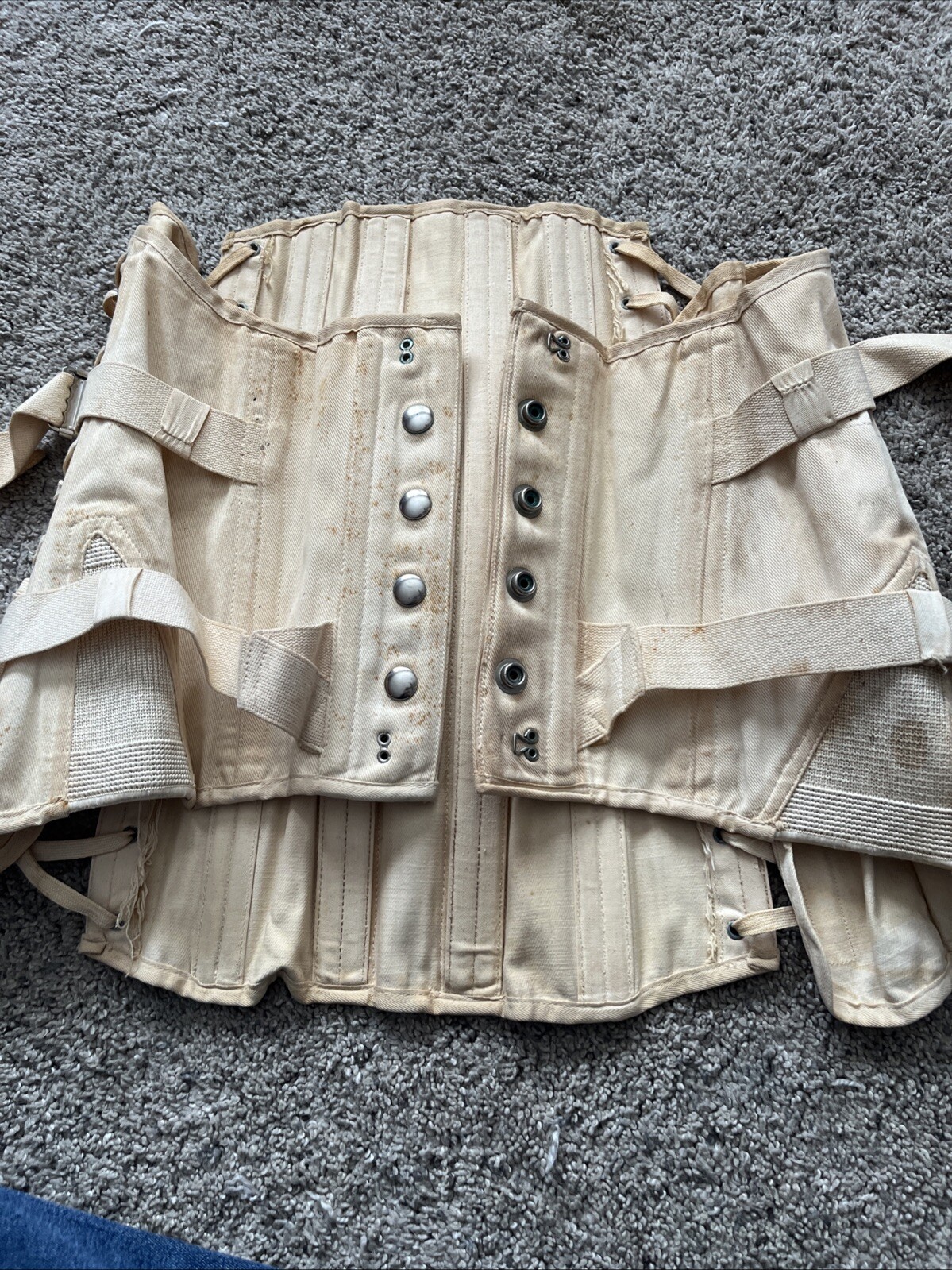 Vintage Antique Tru Fit Surg Appl Co. White Lace Up Corset Brace Collectible