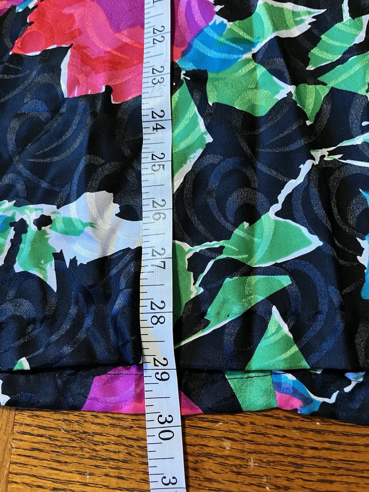 Vtg 80s Anthony Sicari Small Bright Abstact Floral Satin Midi Skirt Belt Sash