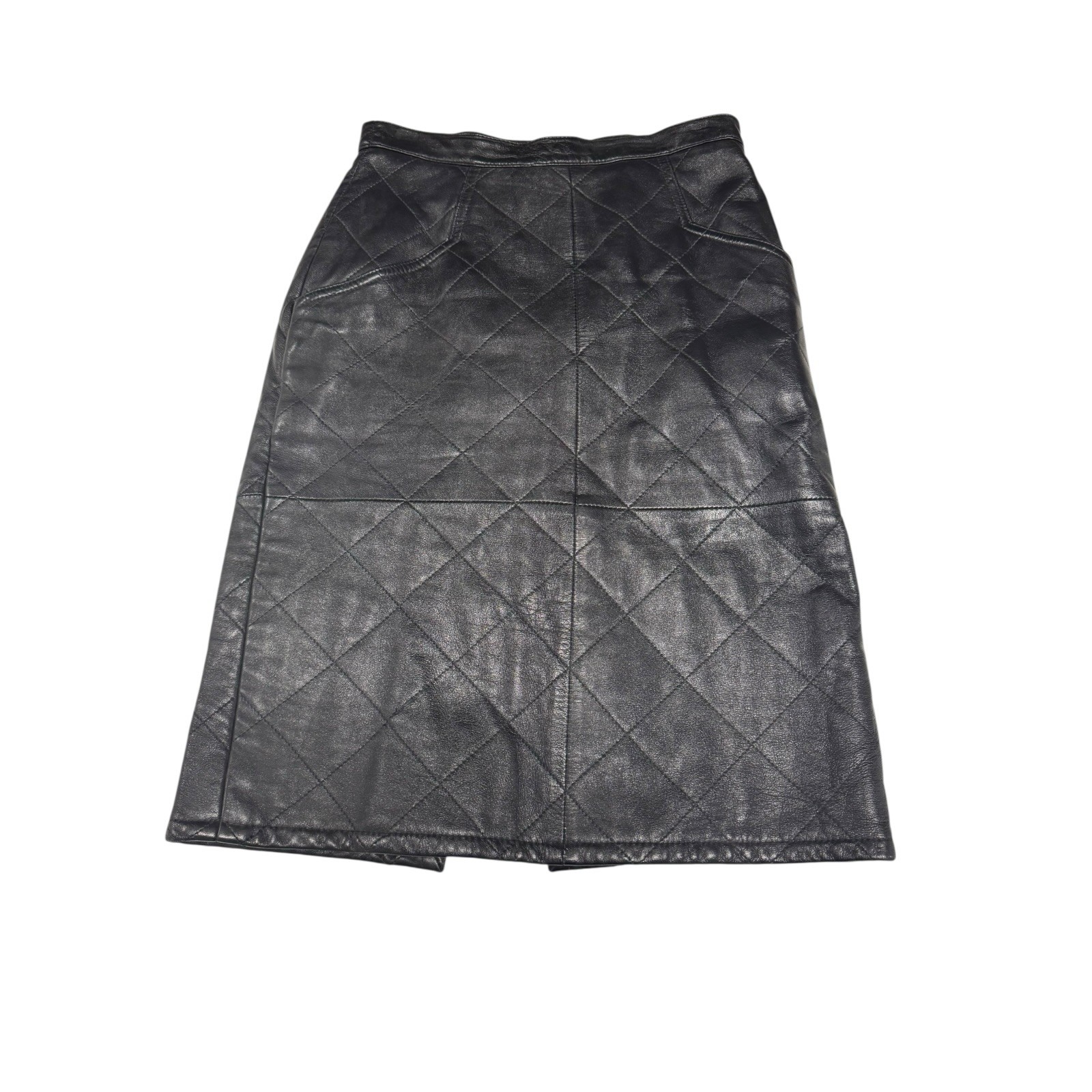 Vintage Y2K eBoutique 36 Black Quilt Leather A Skirt Whimsigoth Witchcore Gothic