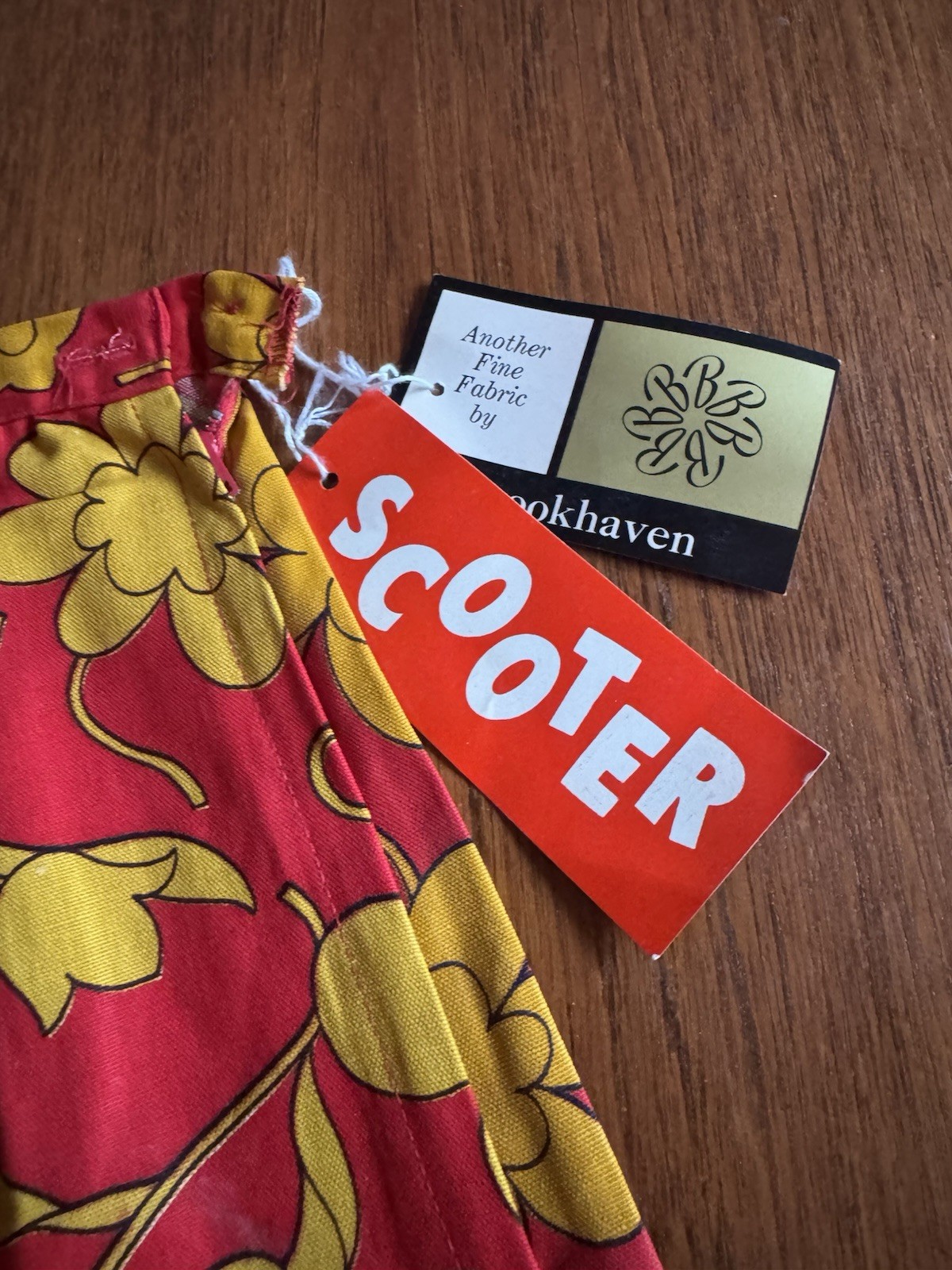 Vintage Flower Power Skort Skirt Red Yellow Hippie Mod Scooter New W/ Tags NOS