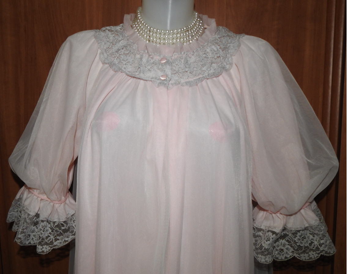 RARE!Vintage St.Michael double layer Negligee Pegnoir Robe Morgenmantel L
