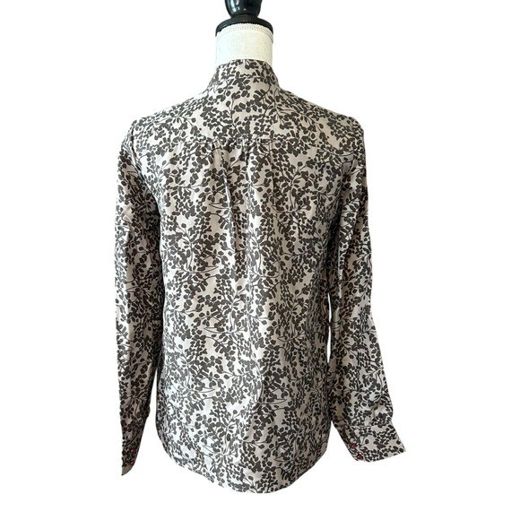 VINTAGE VOTRE NOM 100% Silk Half Button Down Long Sleeve Floral Shirt Women’s 6