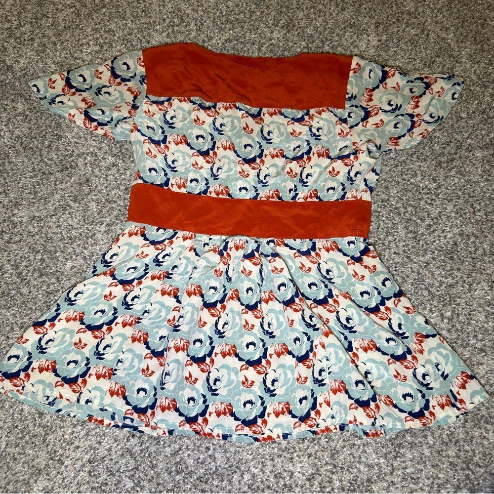 Fossil Red and Blue Floral Y2K Baby Doll Top – size M