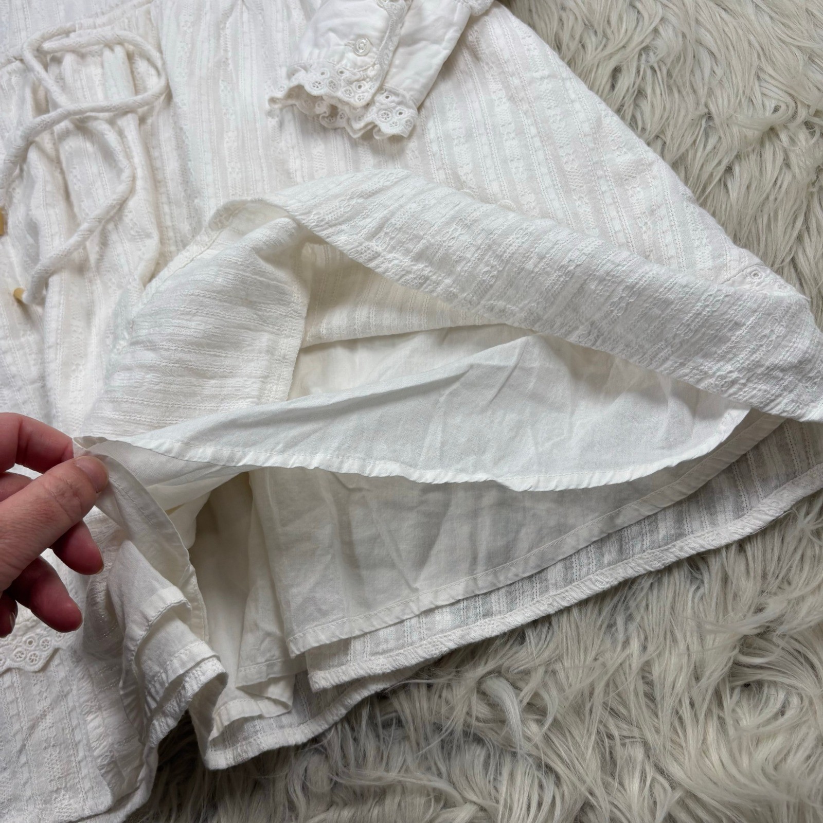 Scotch & Soda Women’s XS White Eyelet Ruffle Dress Victorian Preppy Cottagecore