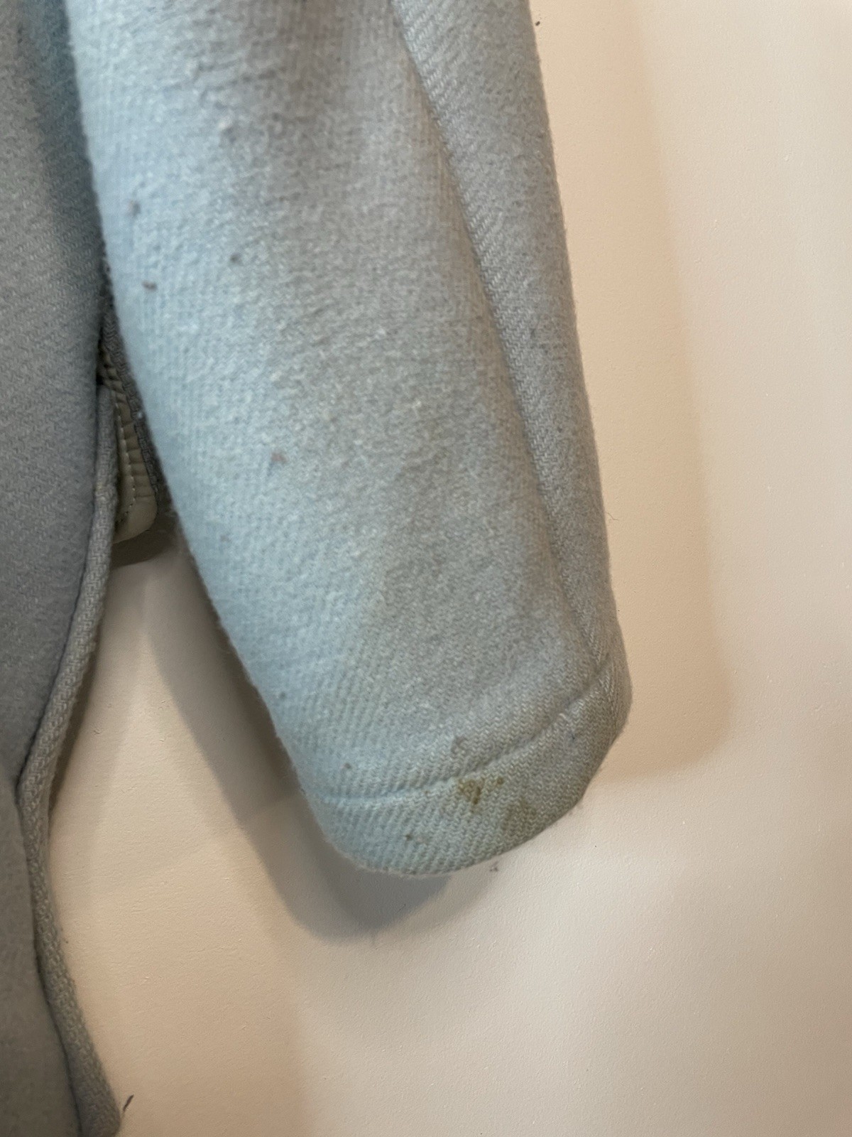 Vintage Gloverall Powder Blue Wool Duffle Coat Womens Sz 8 Hooded Toggle FLAWS