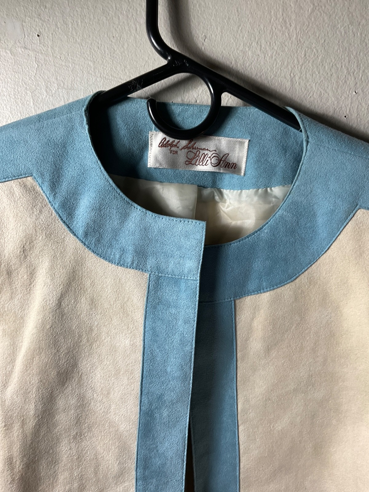 Vintage Lilli Ann Adolph Schuman Career Jacket Ultrasuede Blue/Cornflower Trim