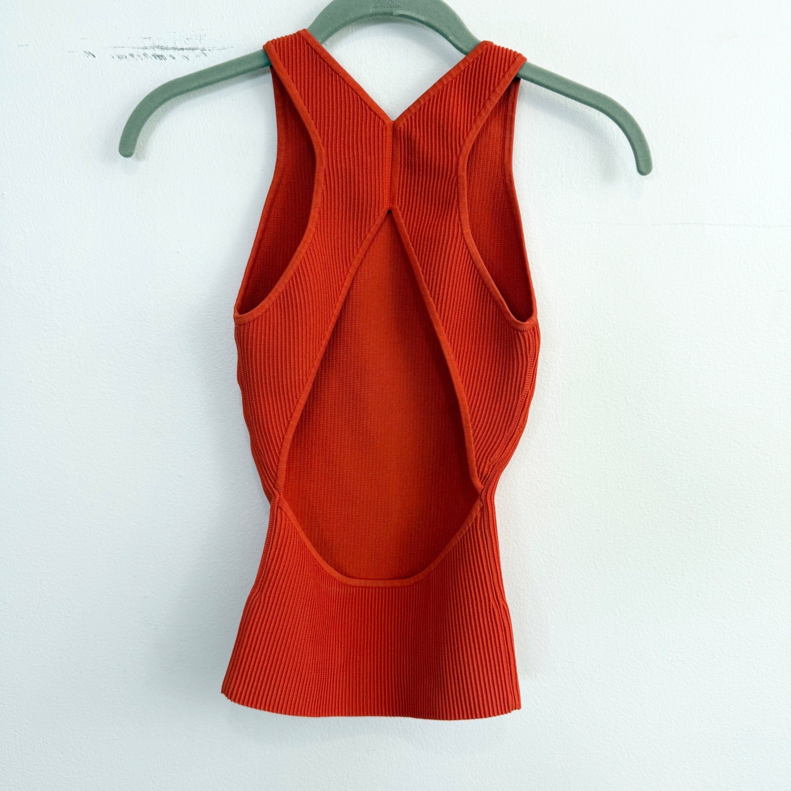 Aritzia Babaton Sculpt Knit Event Top Hot Cheeky Orange Open Back Size S