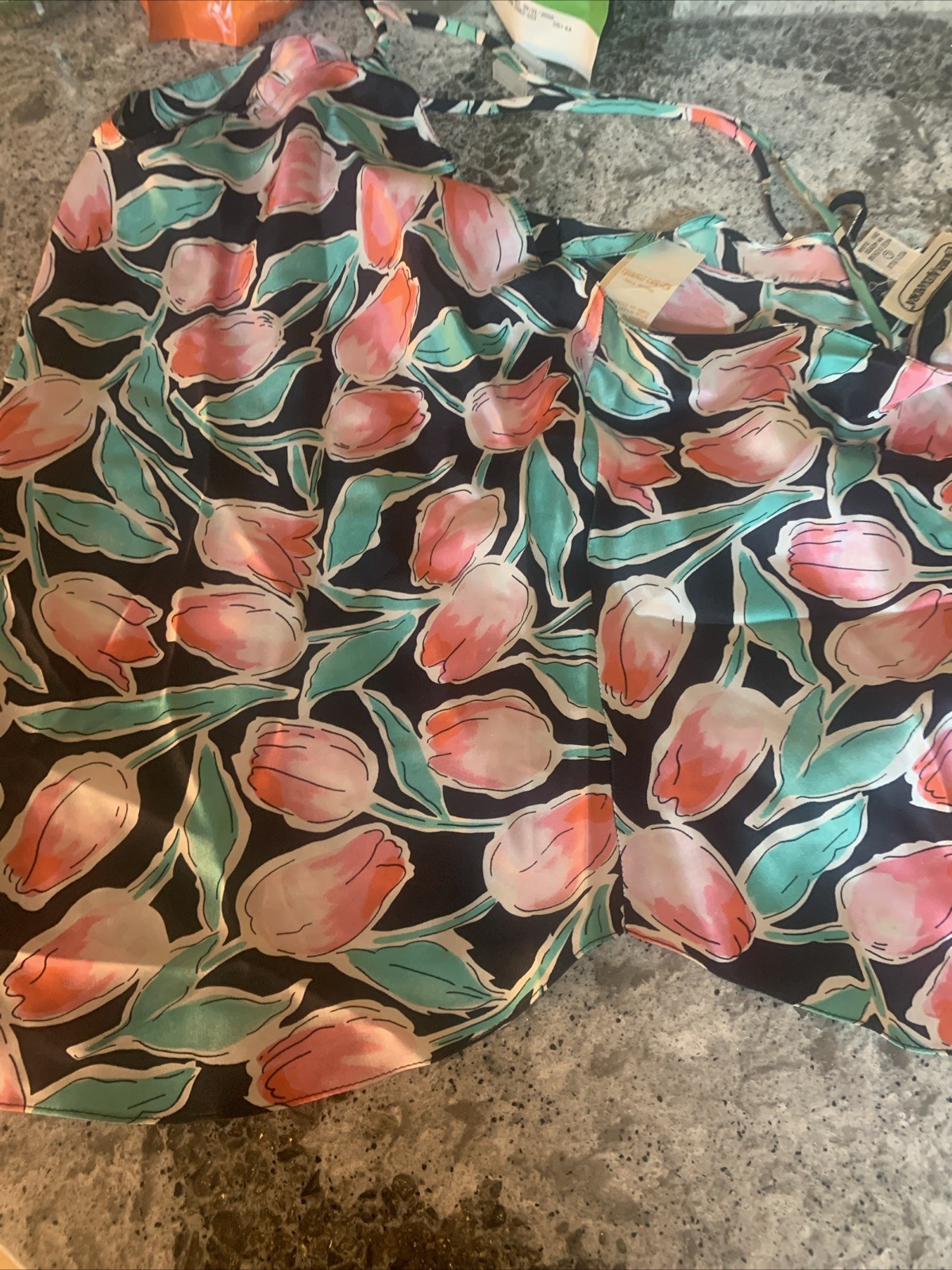 NWT Lauren Alexandra vintage 100% Silk camisole lingerie Size L Tulips Colorful