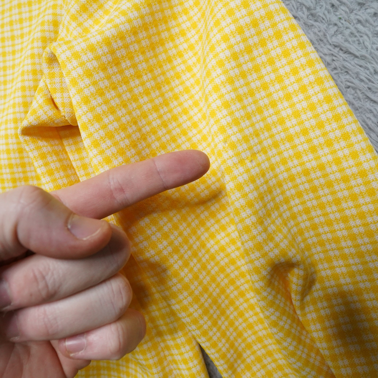 Vintage 60s Blouse Womens L Yellow Button Shirt Long Sleeve Marty Gutmacher