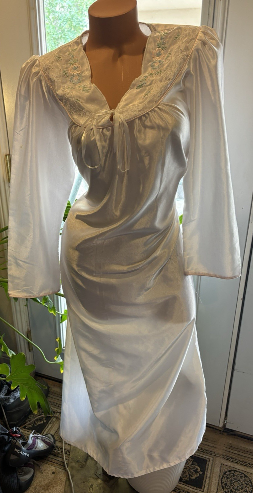 Vtg Satin Shiny White Gown Long Nightgown Vtg Sexy Anastasia Nightgown Long Gown