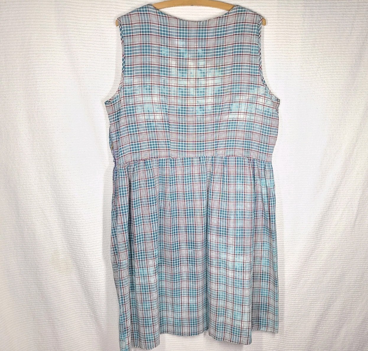 Vtg 50s Country Cotton Plaid Dress Plus Size 1x 2x Metal Zip Amazing Wear Retro
