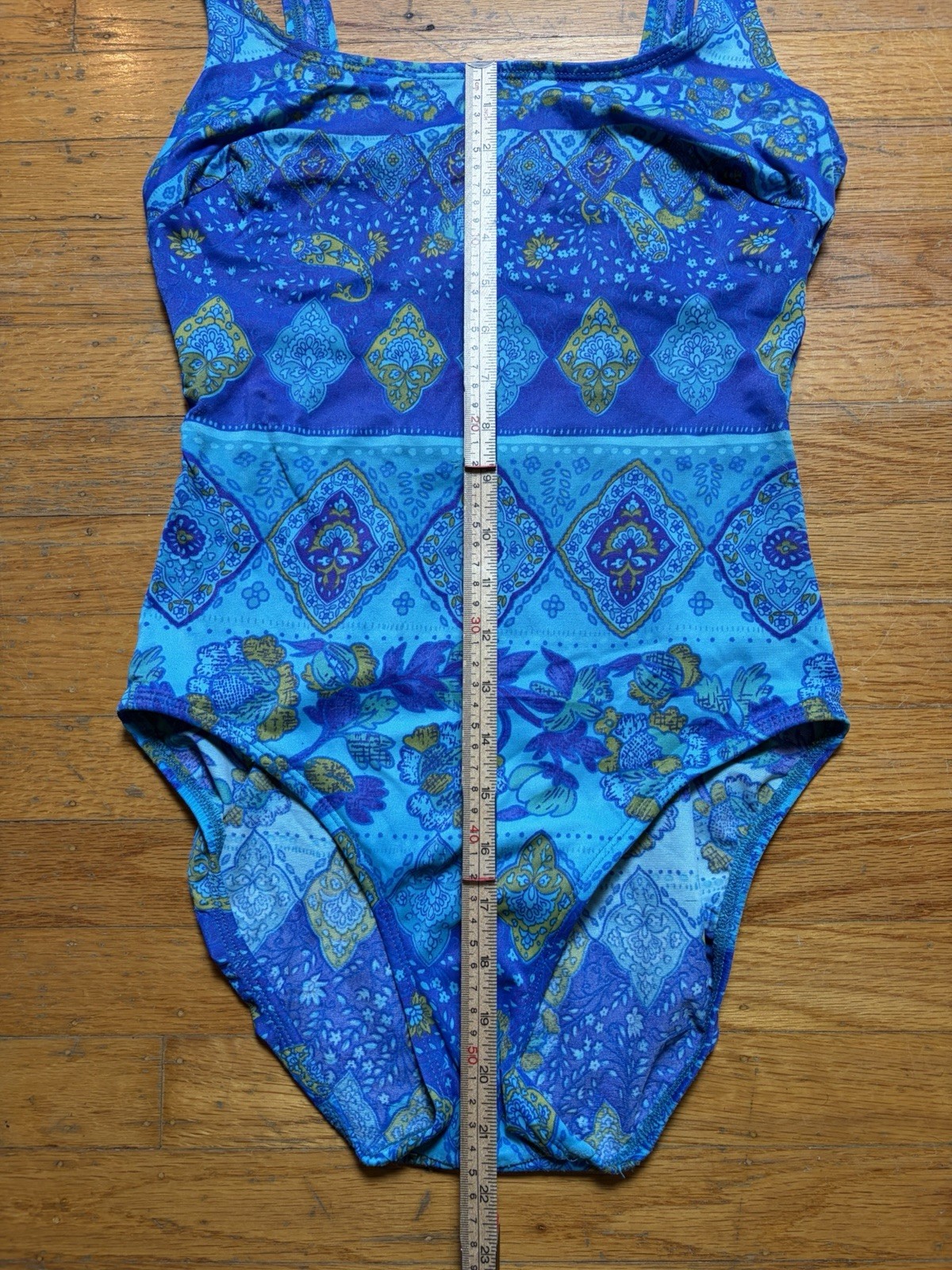Vintage 80s 90s Slim Allure Swimsuit & Wrap Cover Up Set Sz 10 One Piece Blue