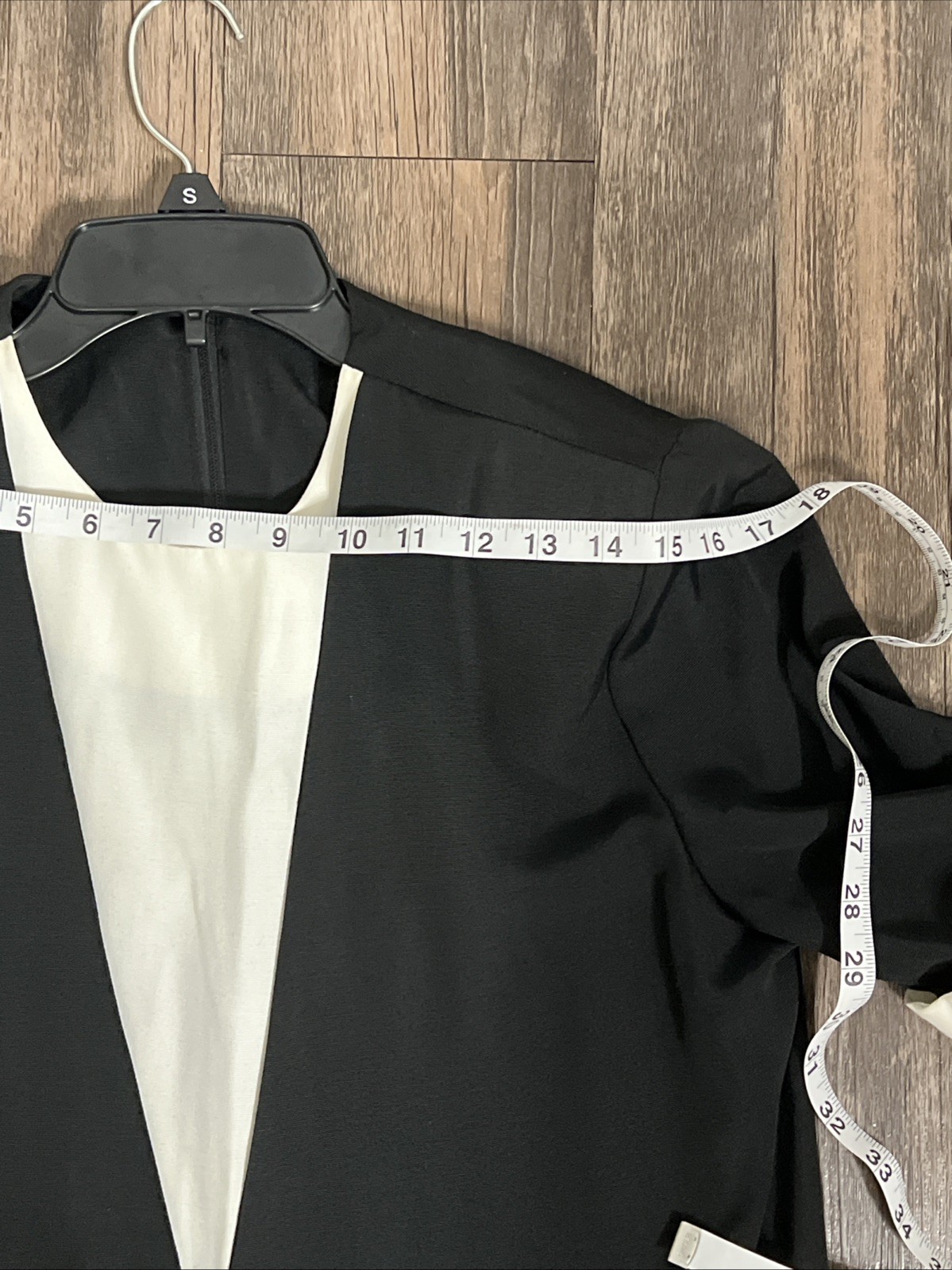Vintage 80’s Drop Waist Office Midi Dress Petite 6 Black White Made USA