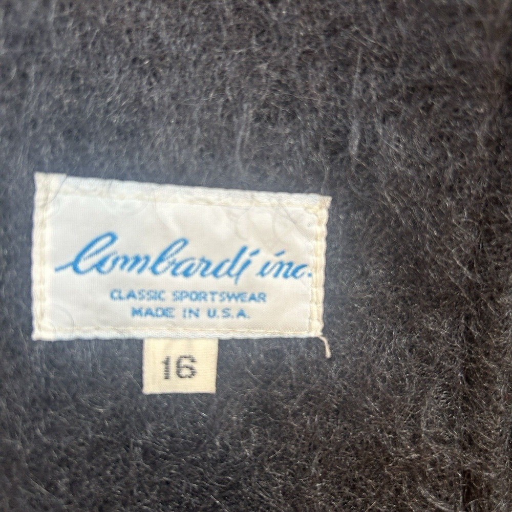 Vintange Lombardi Classic Sportswear Mohair Wool Lined Blazer Jacket Sz 16 Black