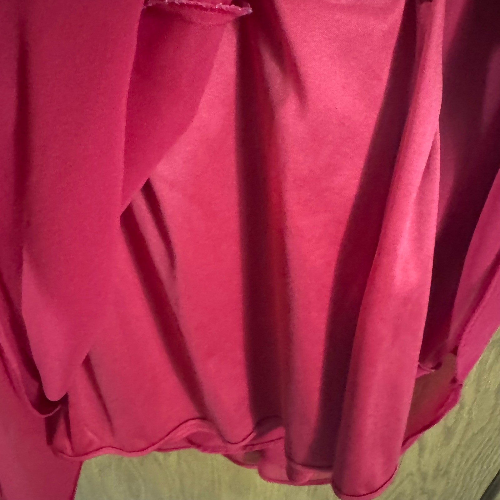 Vintage JBS Ltd Red Faux Wrap Chiffon Midi Dress Womens 12 Short Sleeve 932282