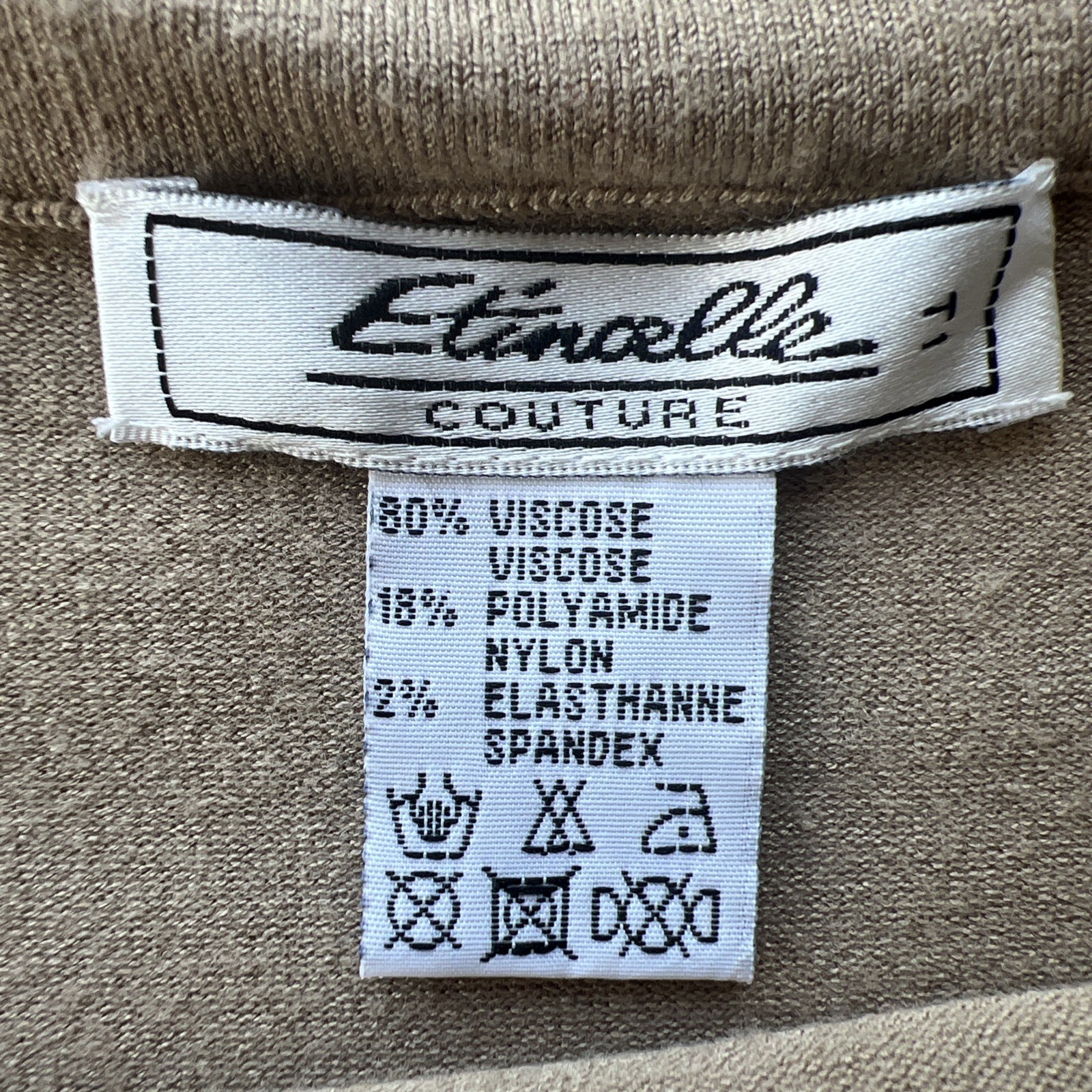 Vintage Etincelle Couture Tan Sleeveless Top & Midi Skirt Set W/Black Accent XS