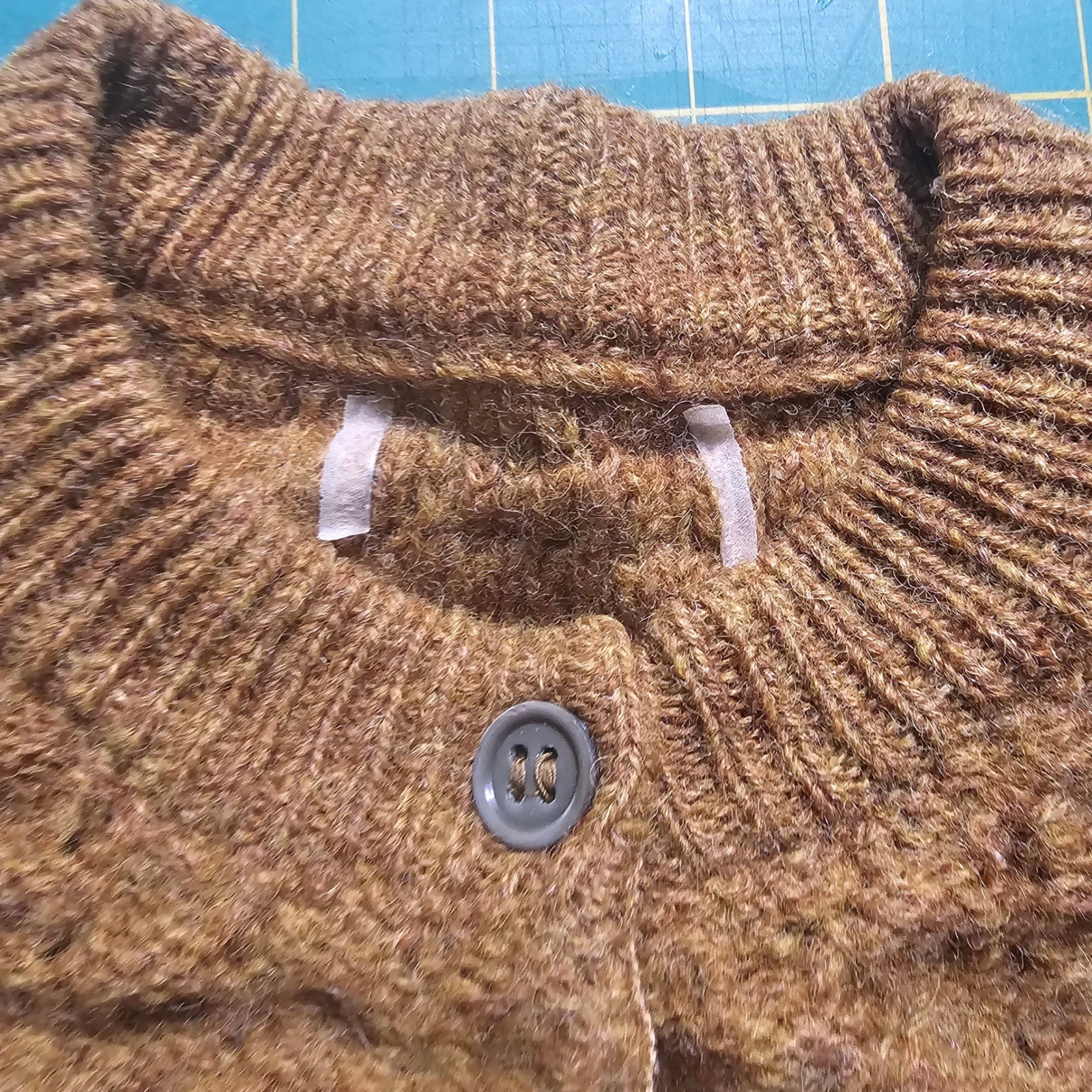 Vintage 1960’s Cardigan Sweater Bronze Brown Textured Knit Earth Tone Buttons