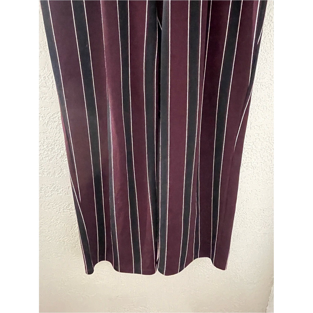 C est. 1946 Women Wide-Leg Burgundy Striped Paperbag Waist Trouser Pants 18/20W