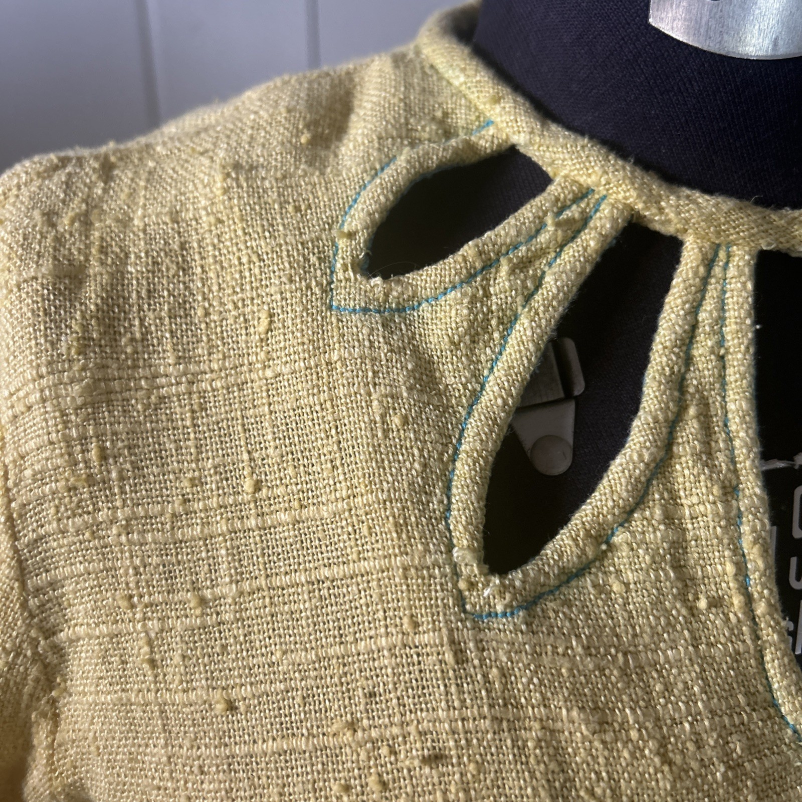 Vintage J. Harlan Originals ModYellow Linen Dress With Cut Out Neckline