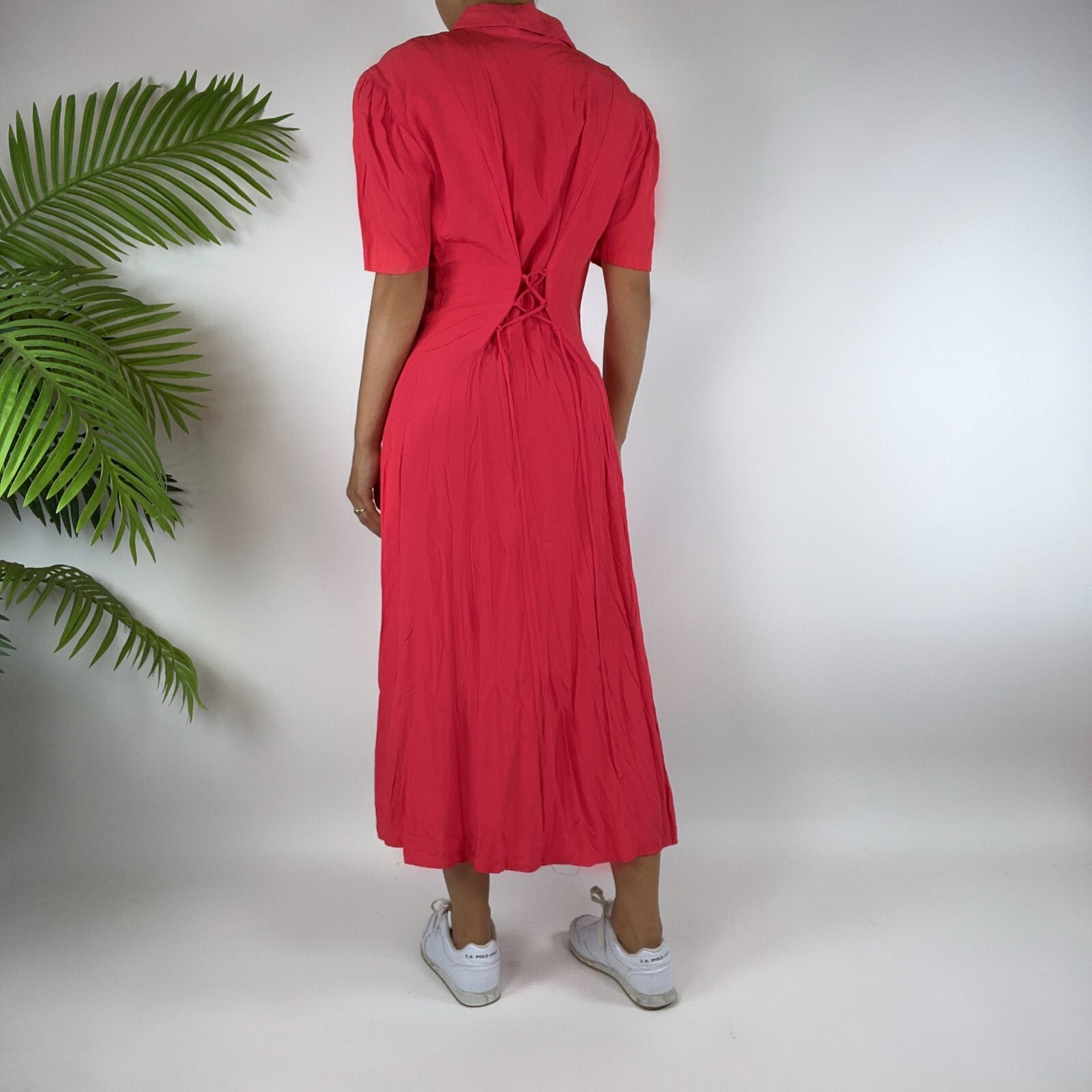 Vintage 90’s Pink Cottagecore Romantic Button Prairie Midi Dress / Size: M/L