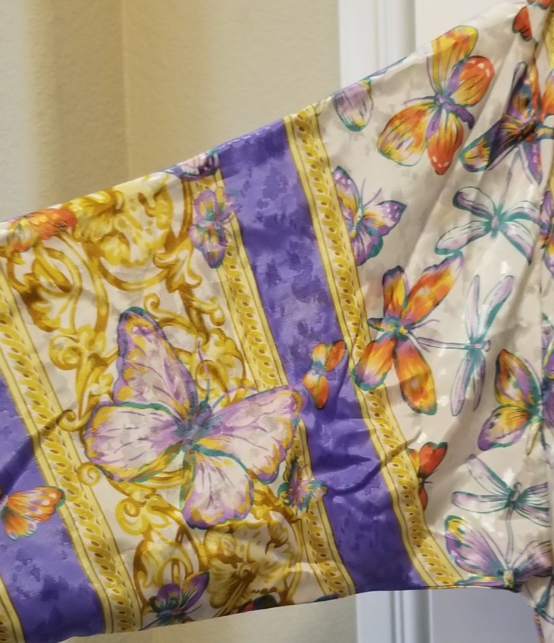 Vintage Ruth Norman New York Caftan Housecoat Dress Pullover Floral Butterfly L