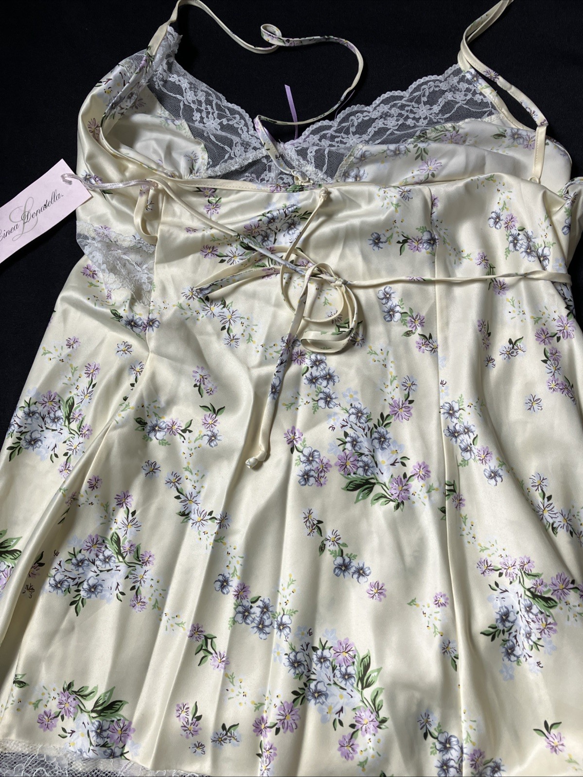 Vintage Linea Donatella Satin & Lace Floral Nighty Lingerie