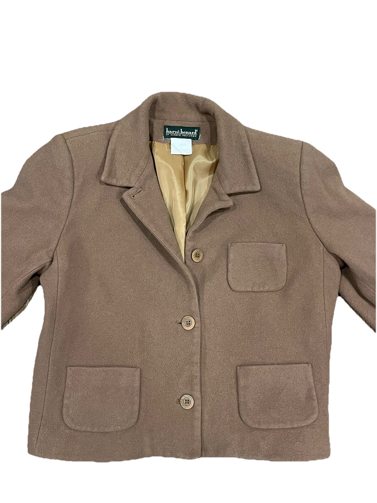 Vintage HARVE BENARD Womens Jacket Wool Cashemere Button Up Boxy Cropped Sz:Xs