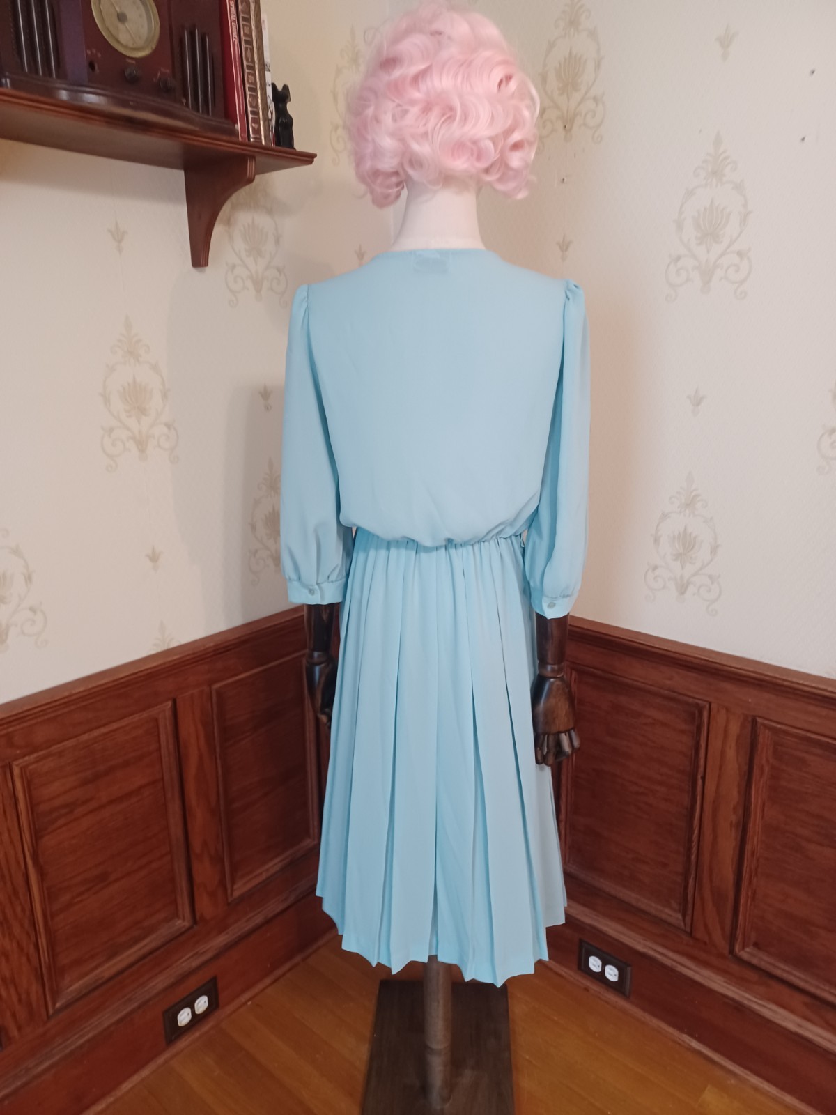 Vintage 1980s Sheer Pastel Aqua Bobby’s Girl Romantic Coquette Dress