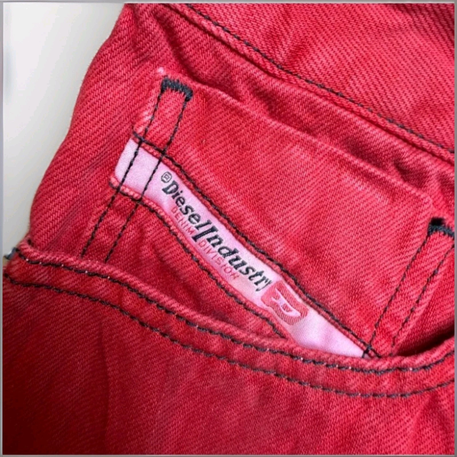 Vintage Diesel Industry Red Skinny Jeans Made In Italy Size 33×32