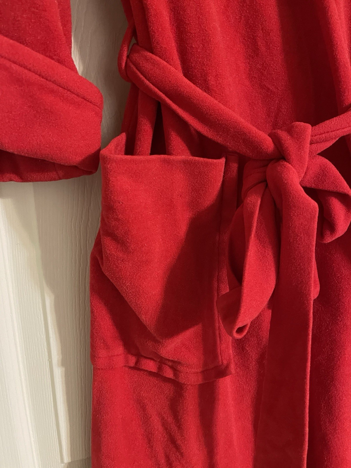 Vintage Vanity Fair Robe Women’s Size Large Full Length Red Fleece 3/4 Sleeves