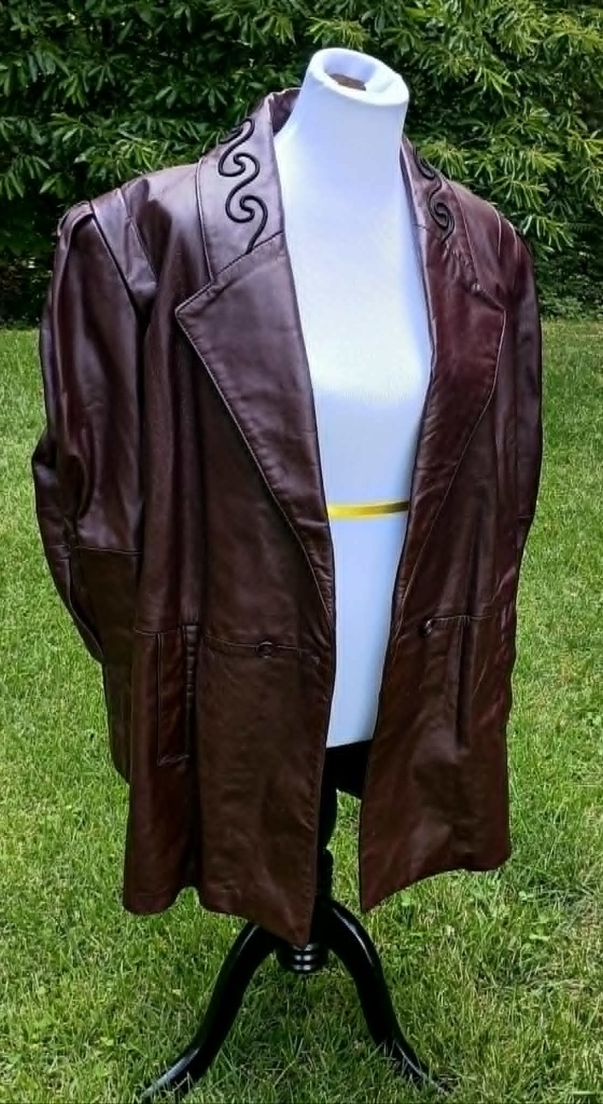 Vintage Northside Genuine Leather Jacket- Mahogany W/Scroll Embroidery on Collar