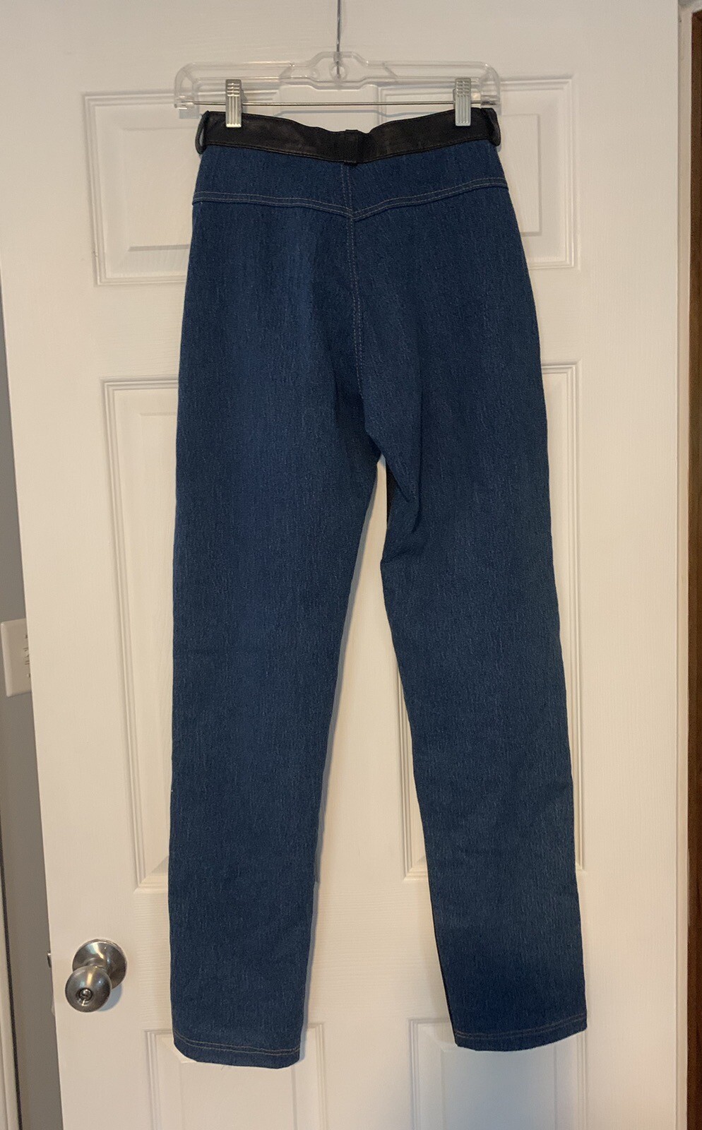 Vintage 80s Denim & Leather Chaps Jeans High Rise Biker Western Rocker Metal