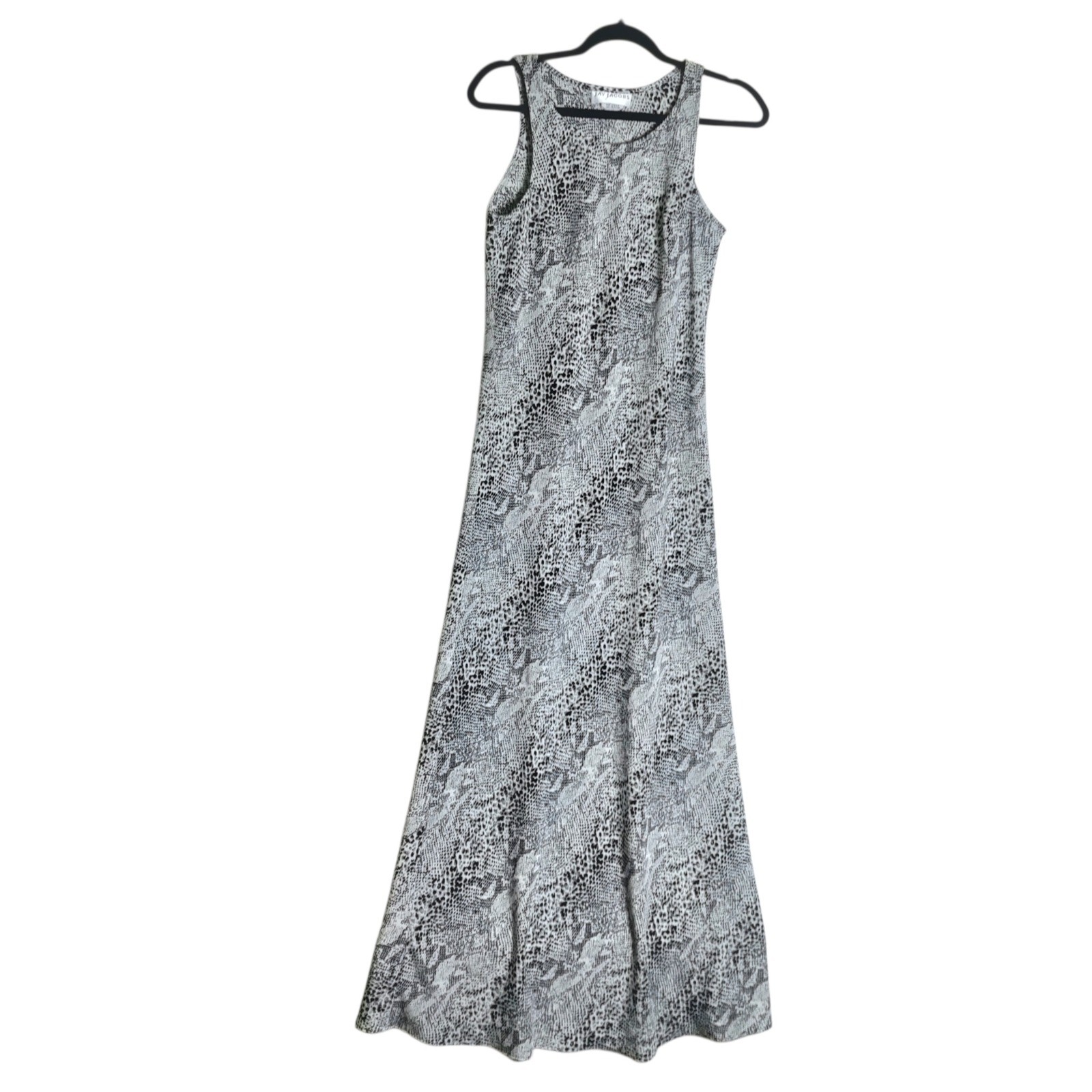 Jay Jacobs Vintage 90s Snakeskin Print Maxi Dress Grey Black Sleeveless Size 11