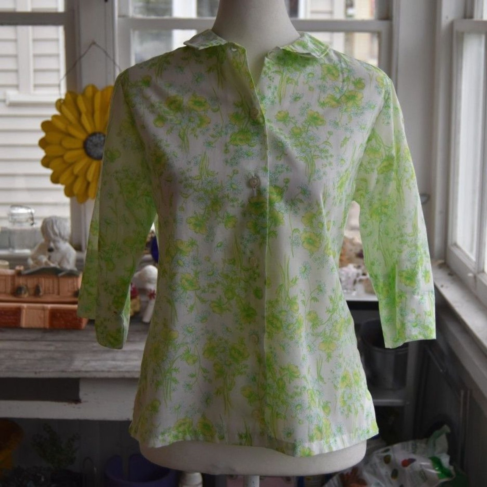 Vintage COS COB Floral Permanent Press Blouse – Late 1960s/Early 1970s