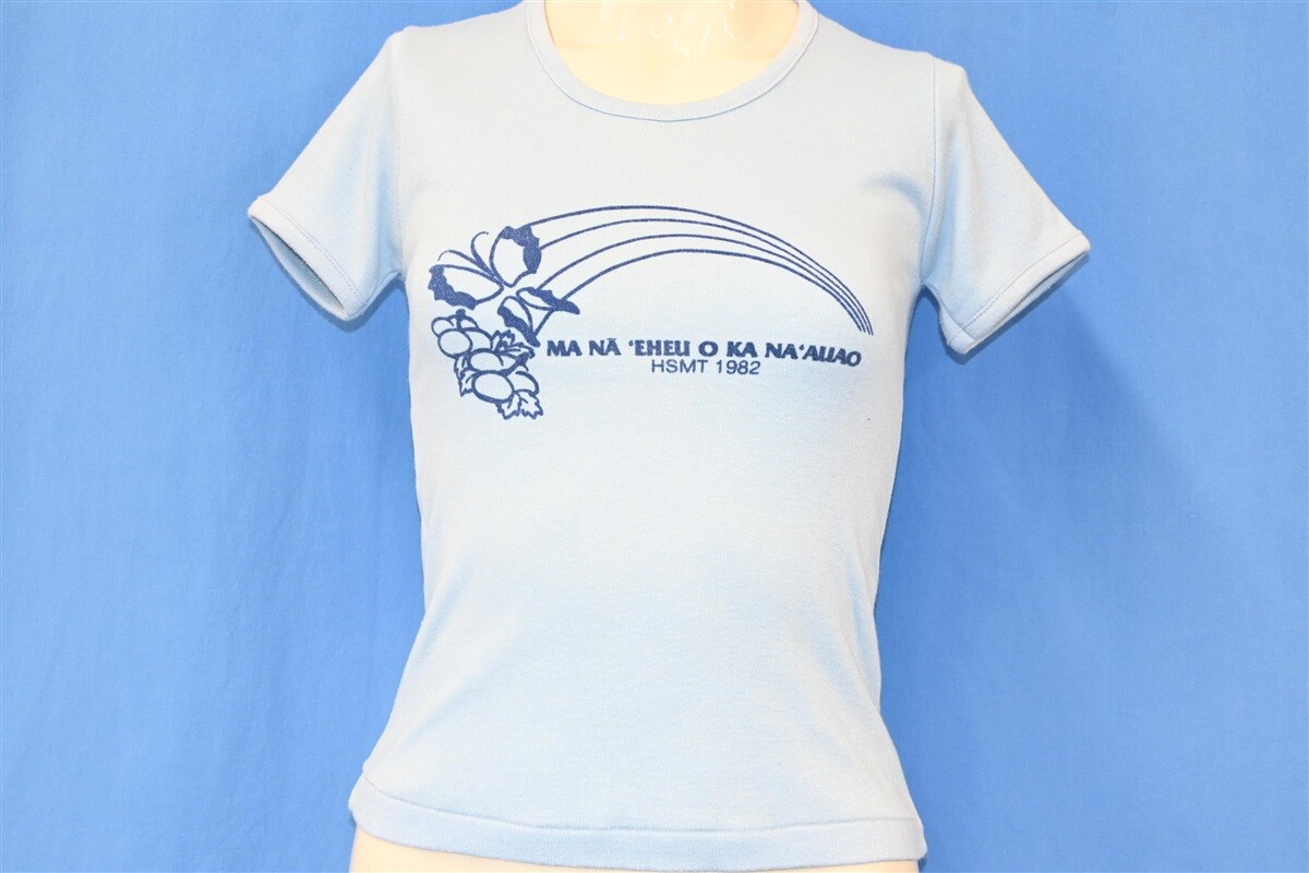 vintage 80s MA NA EHEU O KA NA’AUAO HSMT 1982 HAWAII RIB KNIT SHIRT WOMEN’S XS