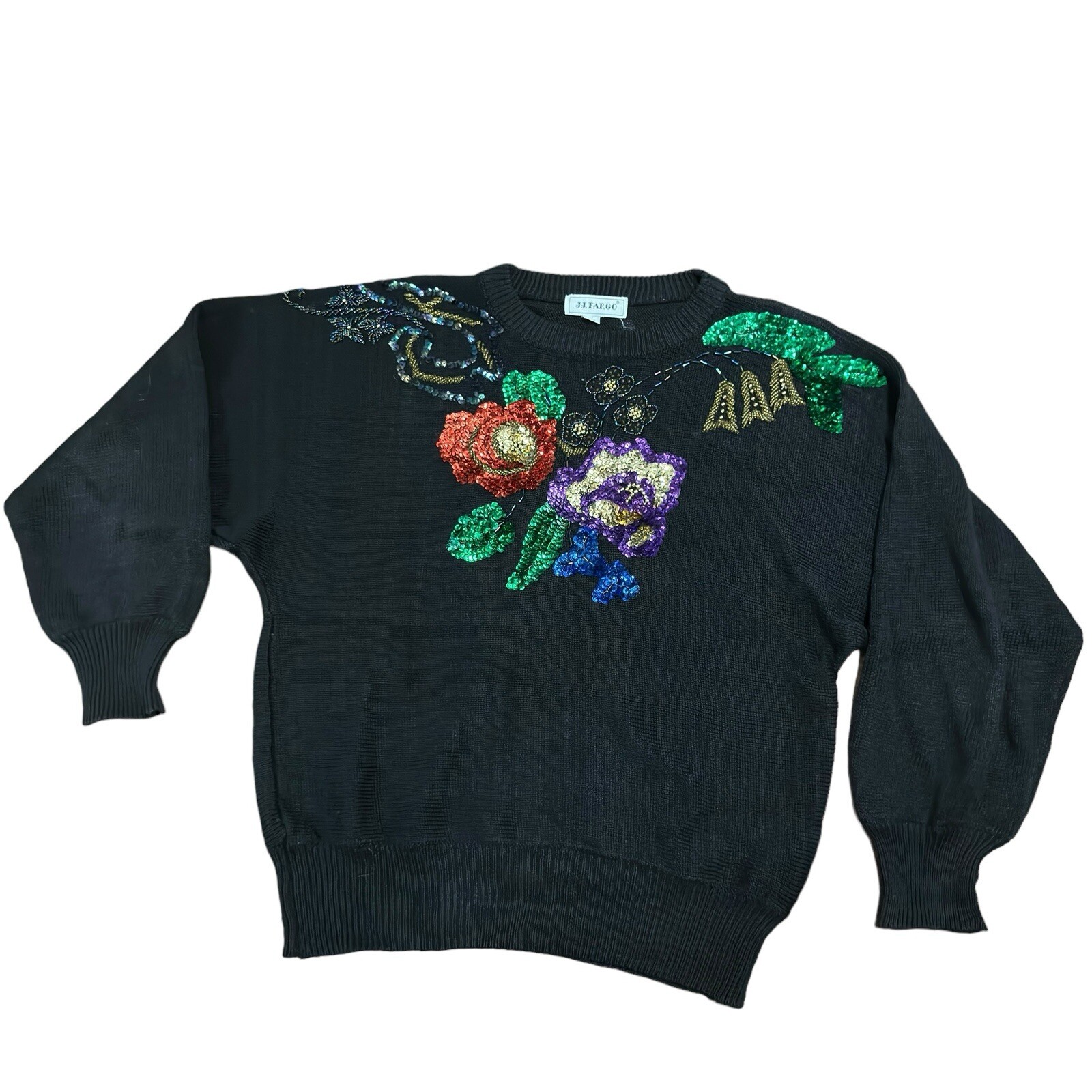 Vintage JJ FARGO Sweater Women Size M Embellished GrandmaCore