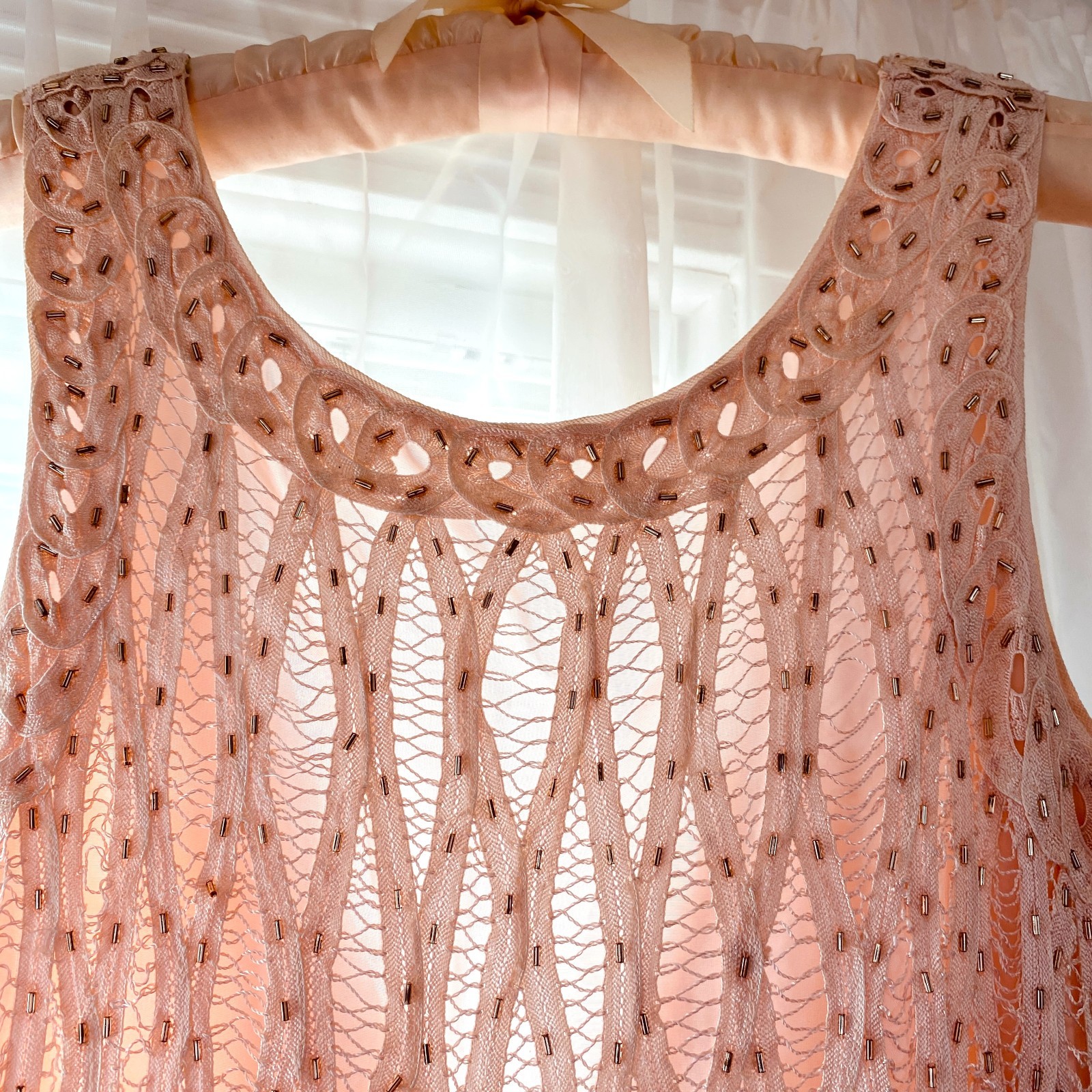 Pink Battenberg Lace Sleeveless Long Sheath Dress, Carole Little, Petite 4 New