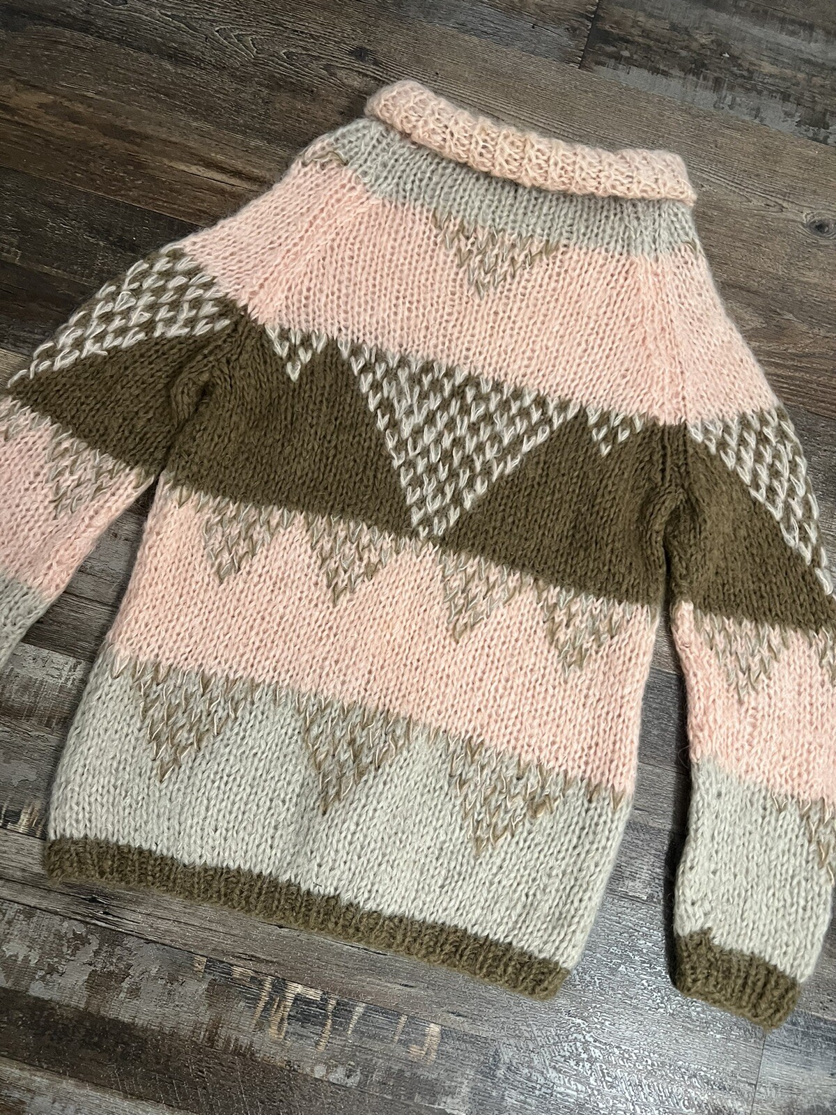 Vintage 60s Mary Lewis Sears Sweater Italian Mohair Wool Turtleneck Pink Brown